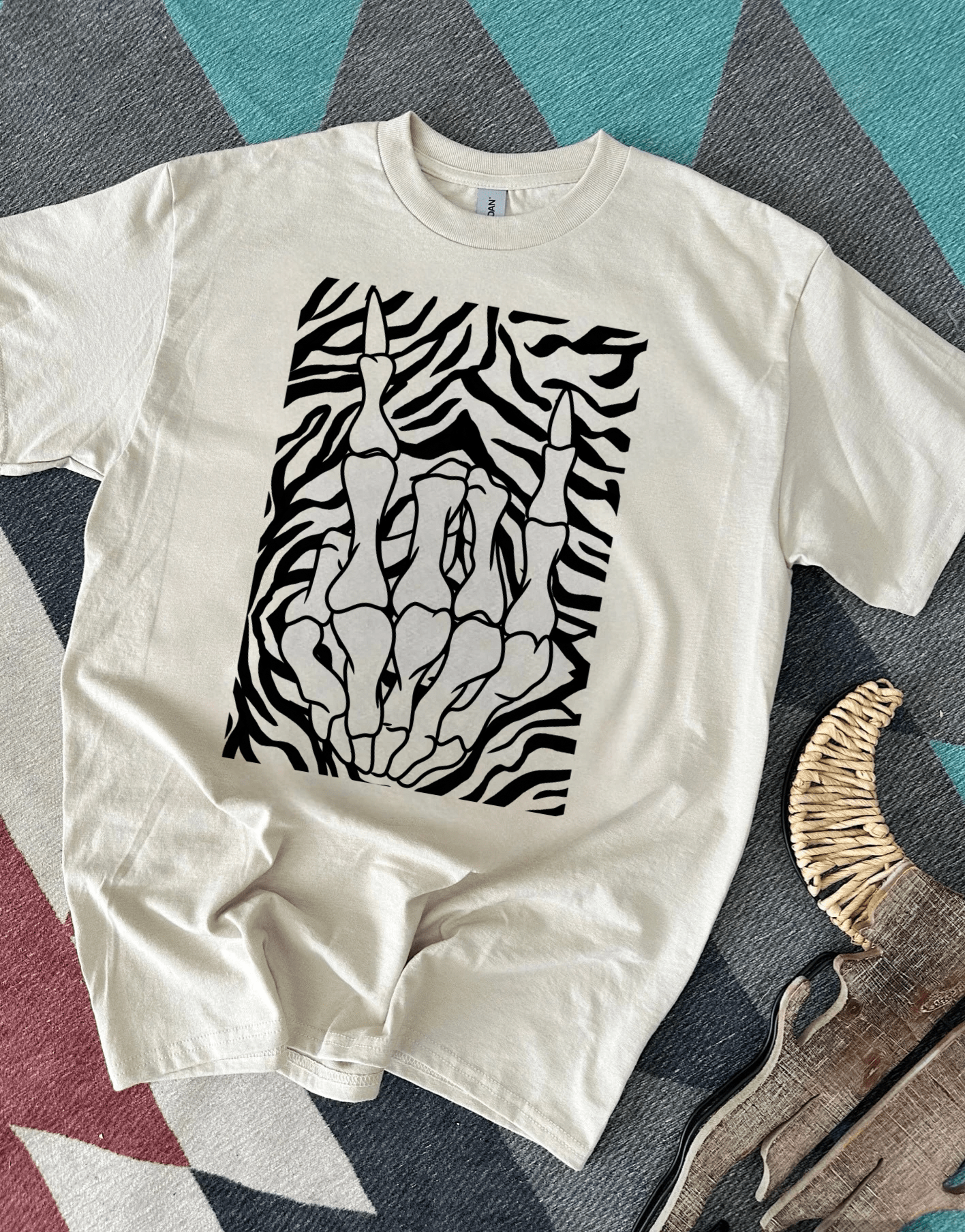 Zebra Skelly Hand TEE or CREWNECK