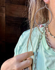 Smaller Sterling Silver Pearls Hoops with Pink Conch