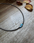 Golden Hill Turquoise Choker – Sterling Silver Pearls