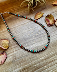 18-Inch Sterling Silver Pearl Necklace – Mixed Turquoise & Spiny Oyster (5mm)