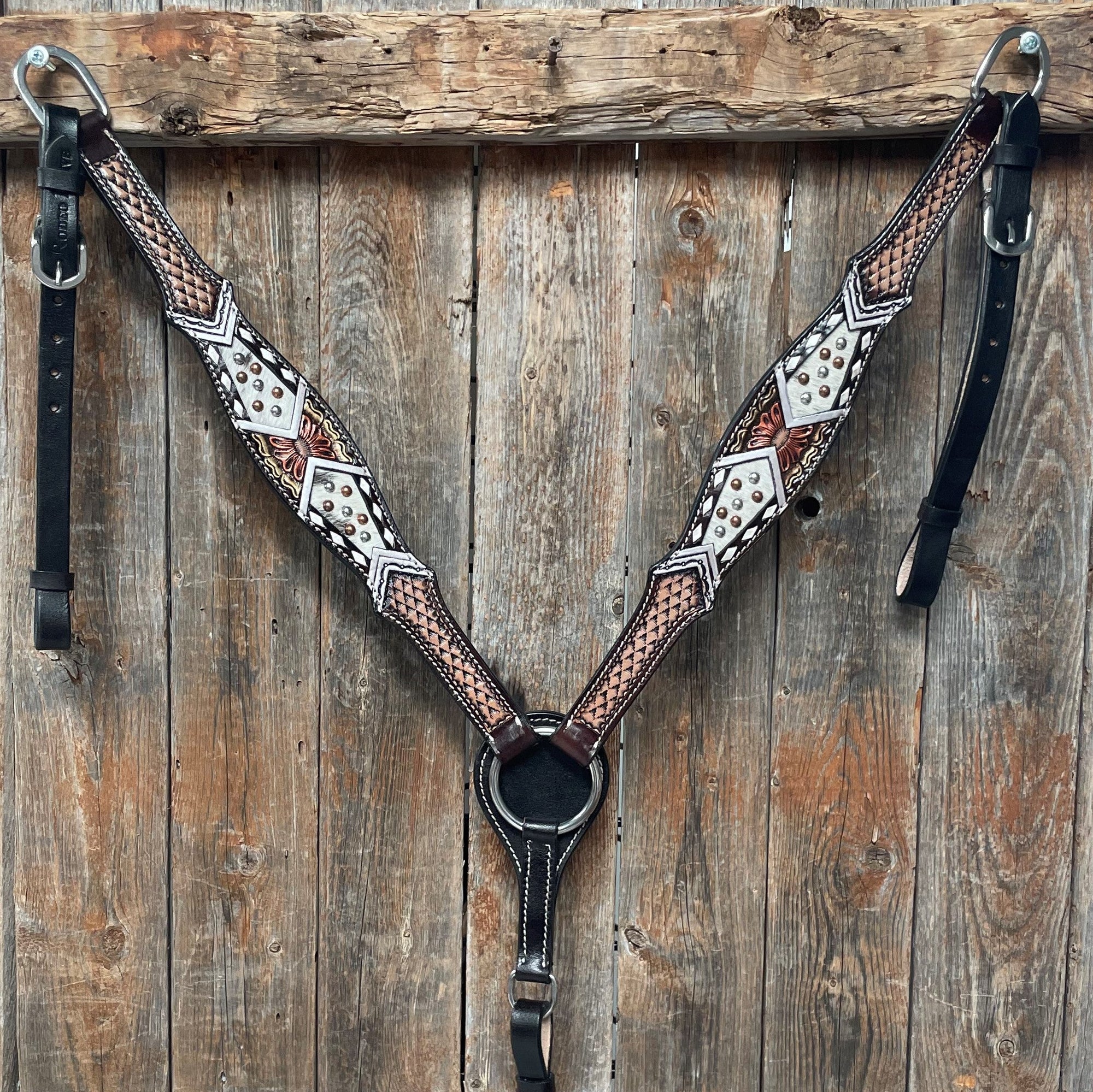 Dark Oil Cowhide Breastcollar 