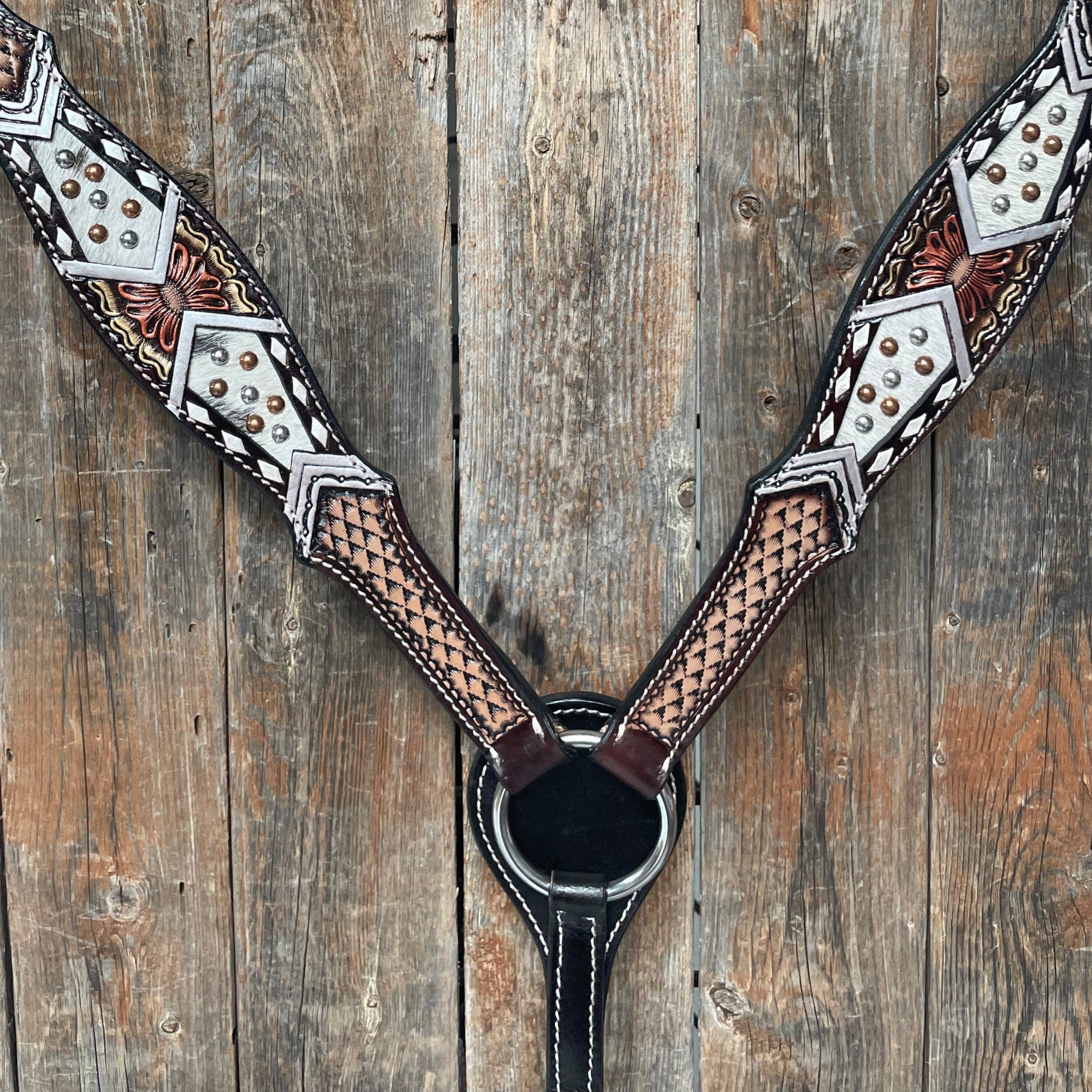 Dark Oil Cowhide Breastcollar 