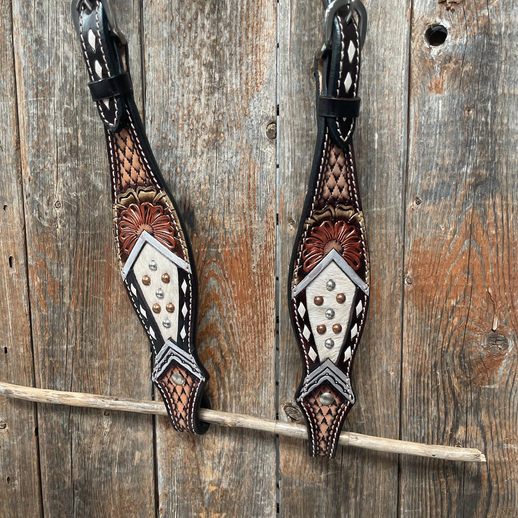 Dark Oil Cowhide One Ear Headstall / Bridle 