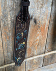 Dark Oil Floral Hand Painted One Ear Headstall / Bridle 