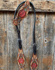 Light Oil Hand Painted Rose One Ear Headstall / Bridle 