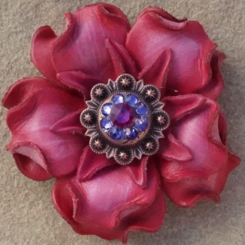 Pink Gardenia Flower With Copper Fuchsia &amp; Lilac 1" Concho