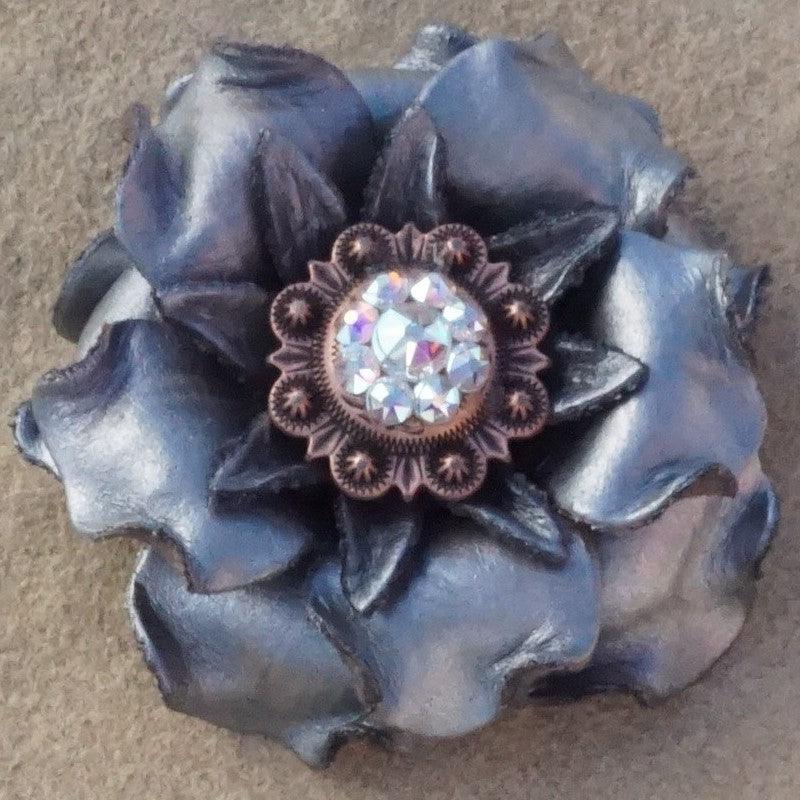 Silver Gardenia Flower With Copper AB 1" Concho