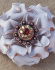 White Gardenia Leather Flowers - 1" Crystal Conchos - Options