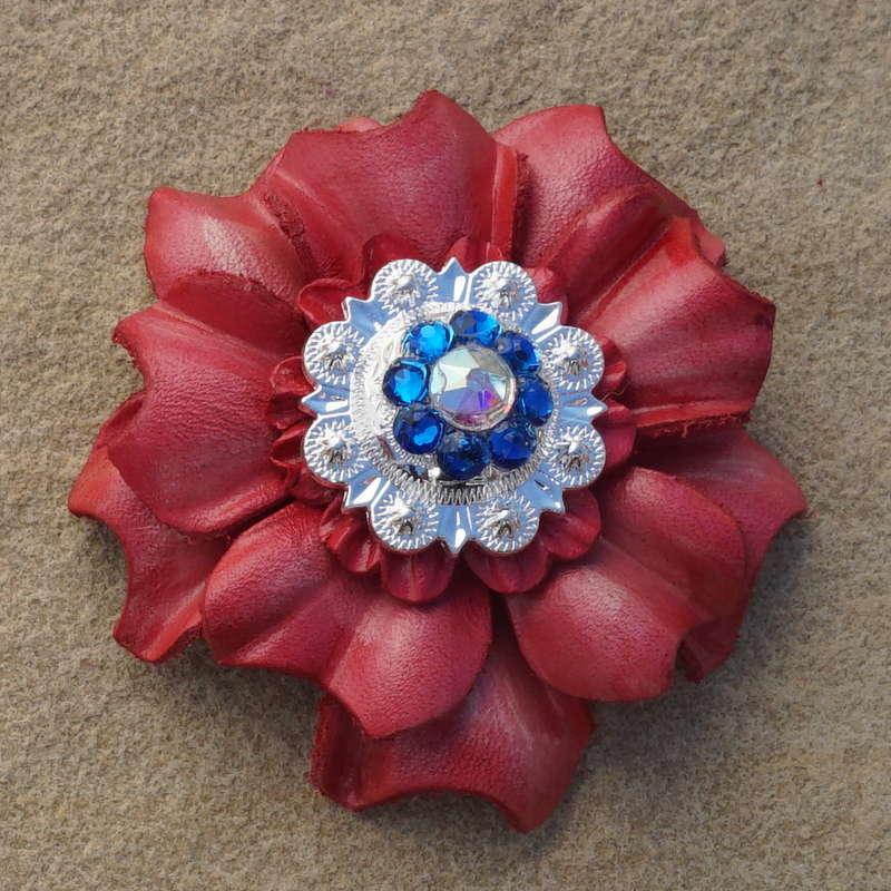 Pink Carnation Flower With Bright Silver Capri and AB 1" Concho