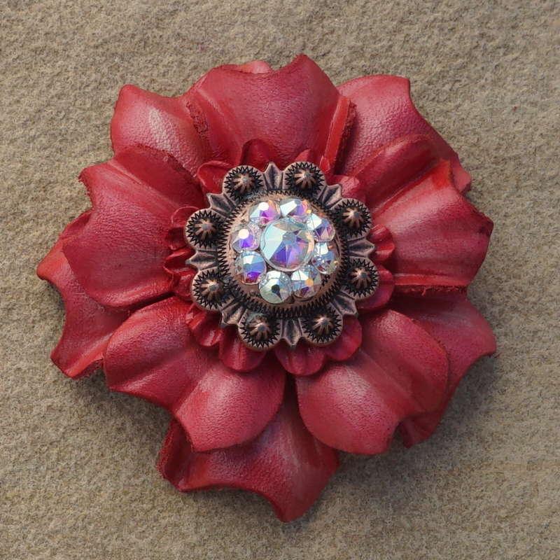 Pink Carnation Flower With Copper AB 1" Concho