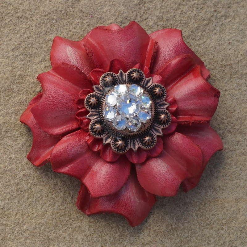 Pink Carnation Flower With Copper Clear 1" Concho