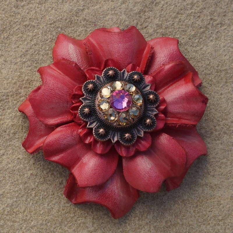 Pink Carnation Flower With Copper Pink and Champagne 1" Concho