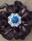 Black Lotus Leather Flowers - 1" Crystal Conchos - Options