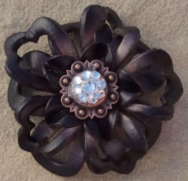 Black Lotus Flower With Copper Clear 1" Concho