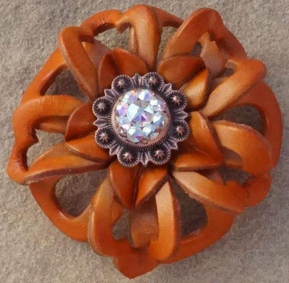 Orange Lotus Flower With Copper AB 1" Concho