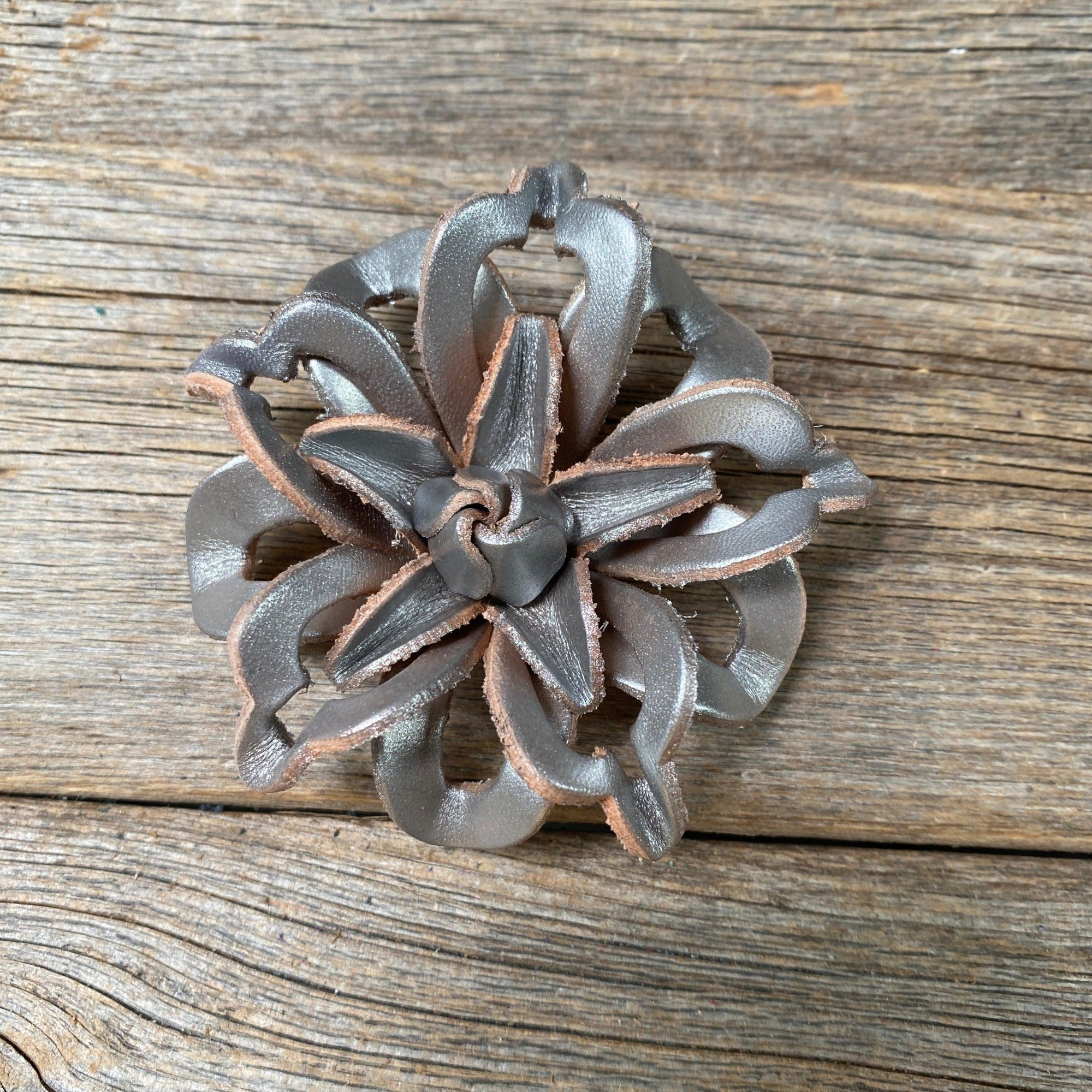 Silver Lotus Leather Flower