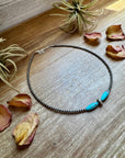 15-Inch Sterling Silver Pearl & Blue Turquoise Torpedo Choker