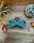 Turquoise magnesite bead bow hair clips