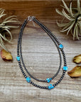 Golden Hill Turquoise & Sterling Silver Pearl Necklace – 16" + Extender