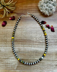 18 inch 8 mm Sterling Silver Pearls necklace and bumblebee jasper beads