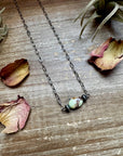 16-Inch Lemon Turquoise Magnesite Necklace with Sterling Saucer Pearls