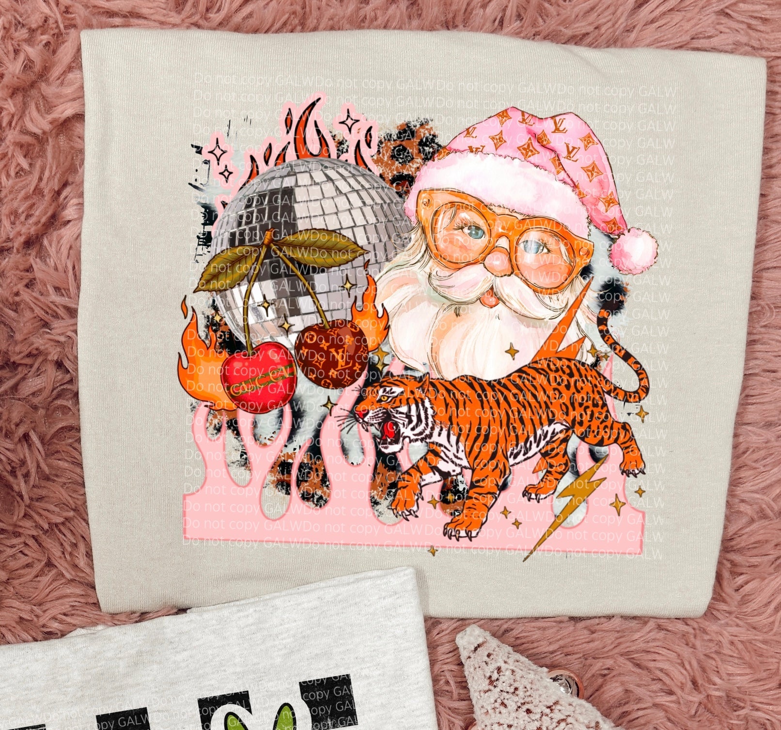 Boujee cherry &amp; tiger Santa collage tee or sweatshirt