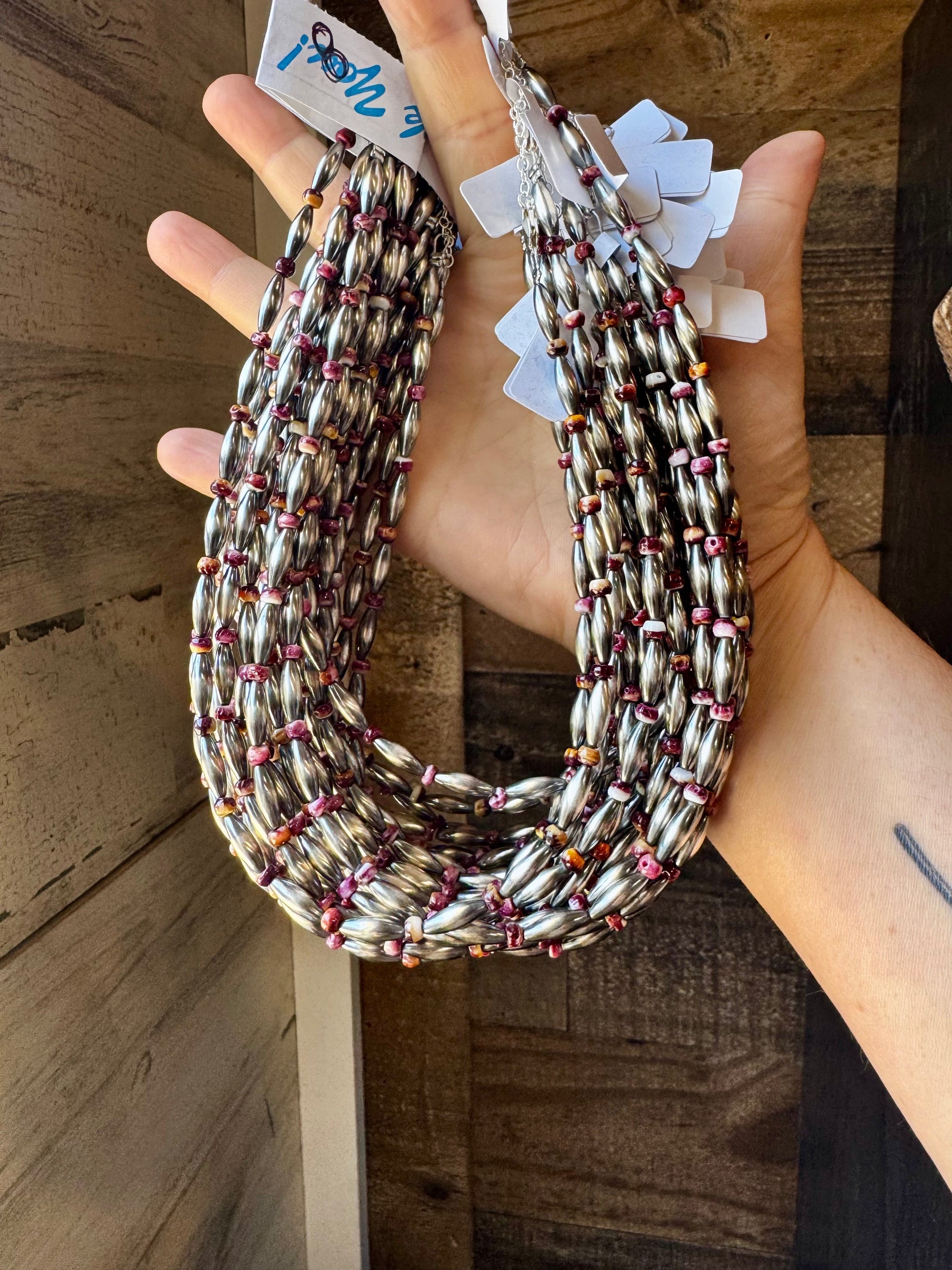 Sterling Silver Torpedo &amp; Purple Spiny Oyster Choker – 14-Inch