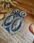 Leander Tahe Sterling Silver Earrings – Post & Dangle Statement with Stamped Detail