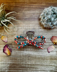 Orange & Turquoise bow hair clips