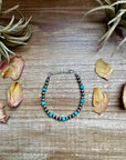 5mm Sterling Silver Pearl & Faceted Turquoise Bracelet