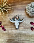Big Antler longhorn with  turquoise pendant with color flowers