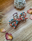 Orange & Turquoise bow hair clips