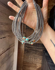 14-Inch Sterling Silver Pearl & Mojave Bead Choker
