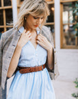 MASON'S DAUGHTER Noah Dress, Blue & White Striped Poplin