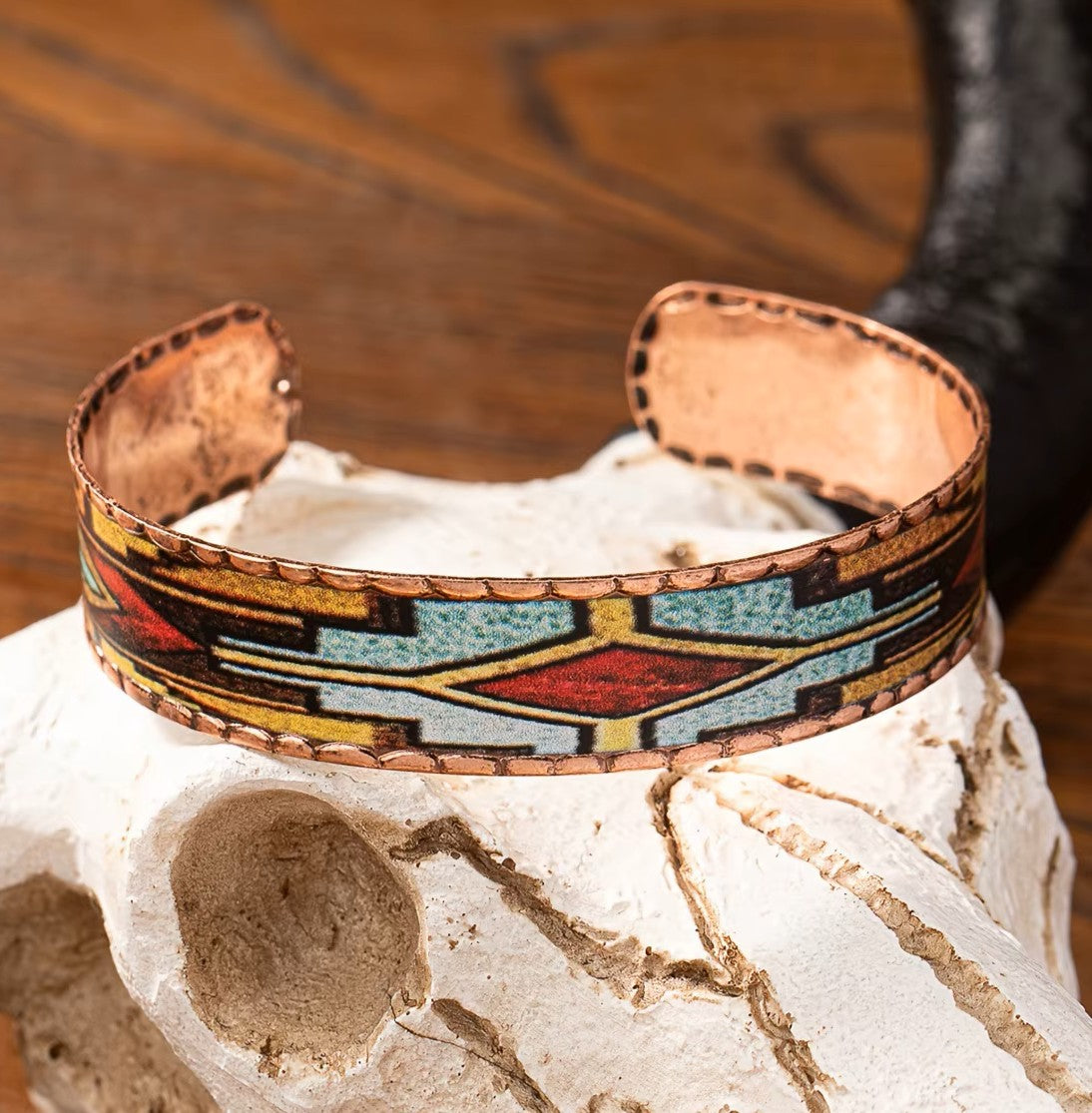 Multicolored Western Copper Rustic Fashion Cuff Bracelet