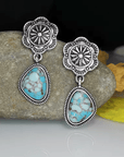 Floral and Stone Dangle Silver Fashion Earrings WA180