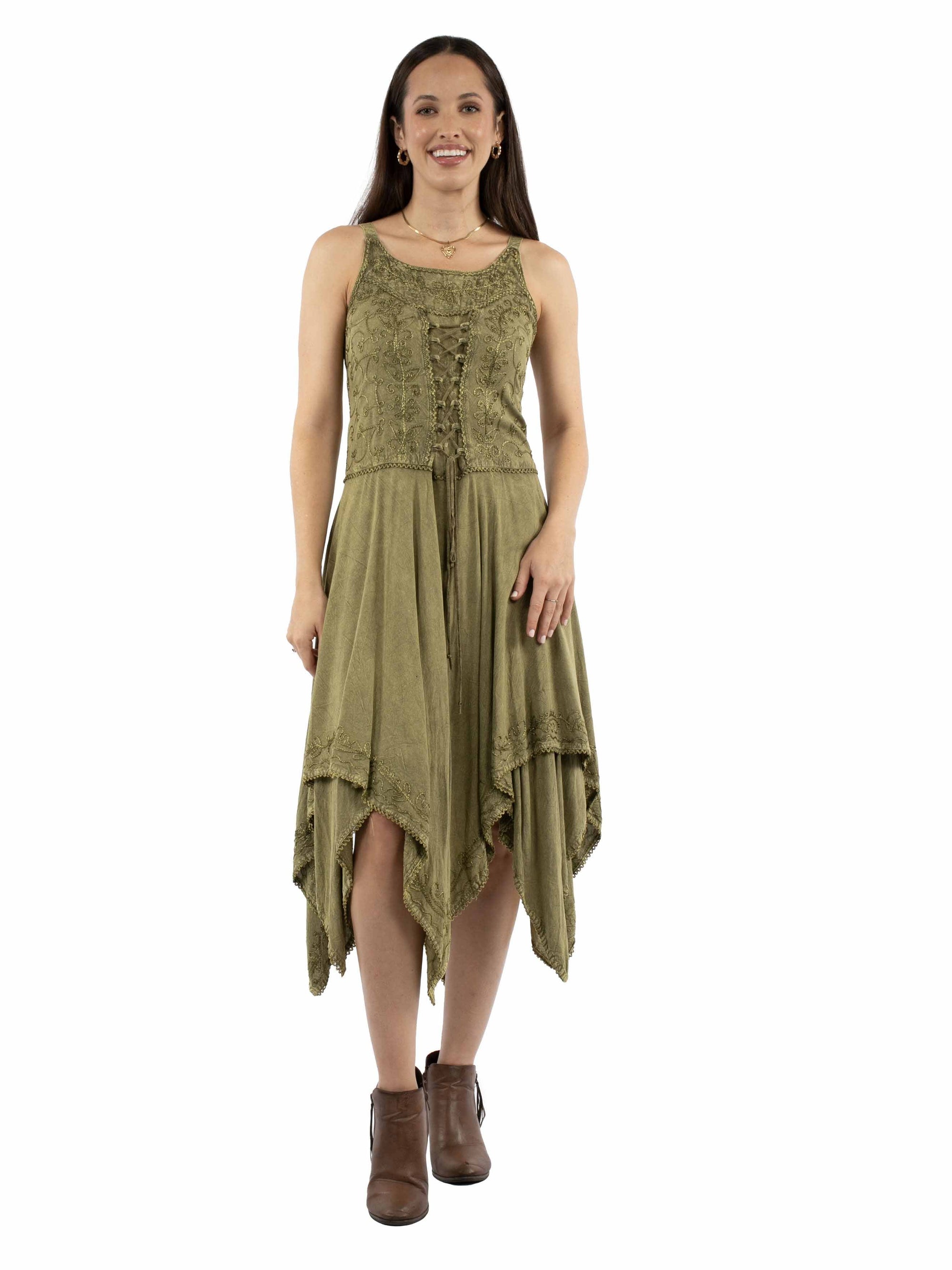 Emb.dress W/handkerchief Bottom - HC1001