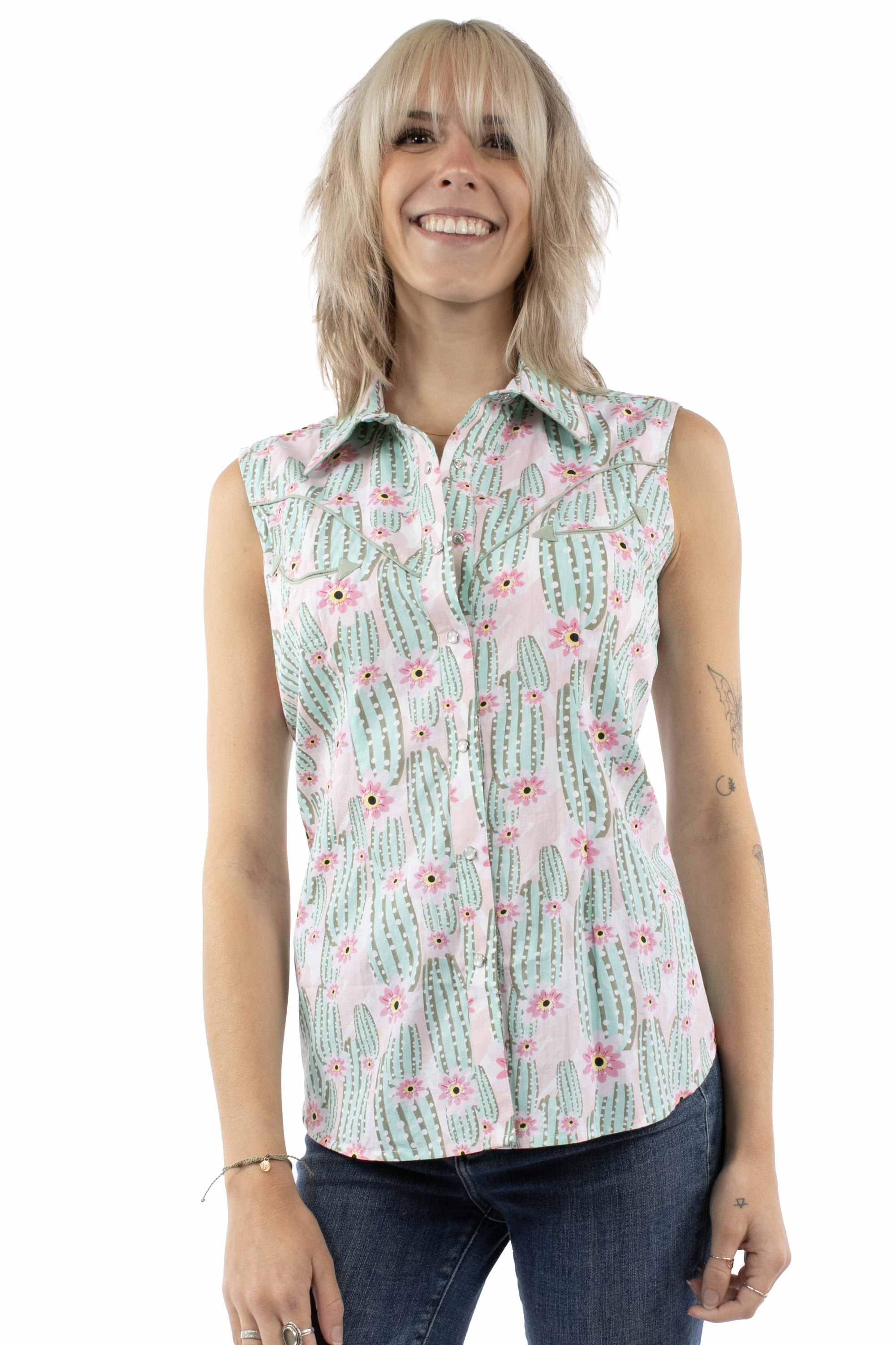 Sleeveless Top Cactus Print - HC1004