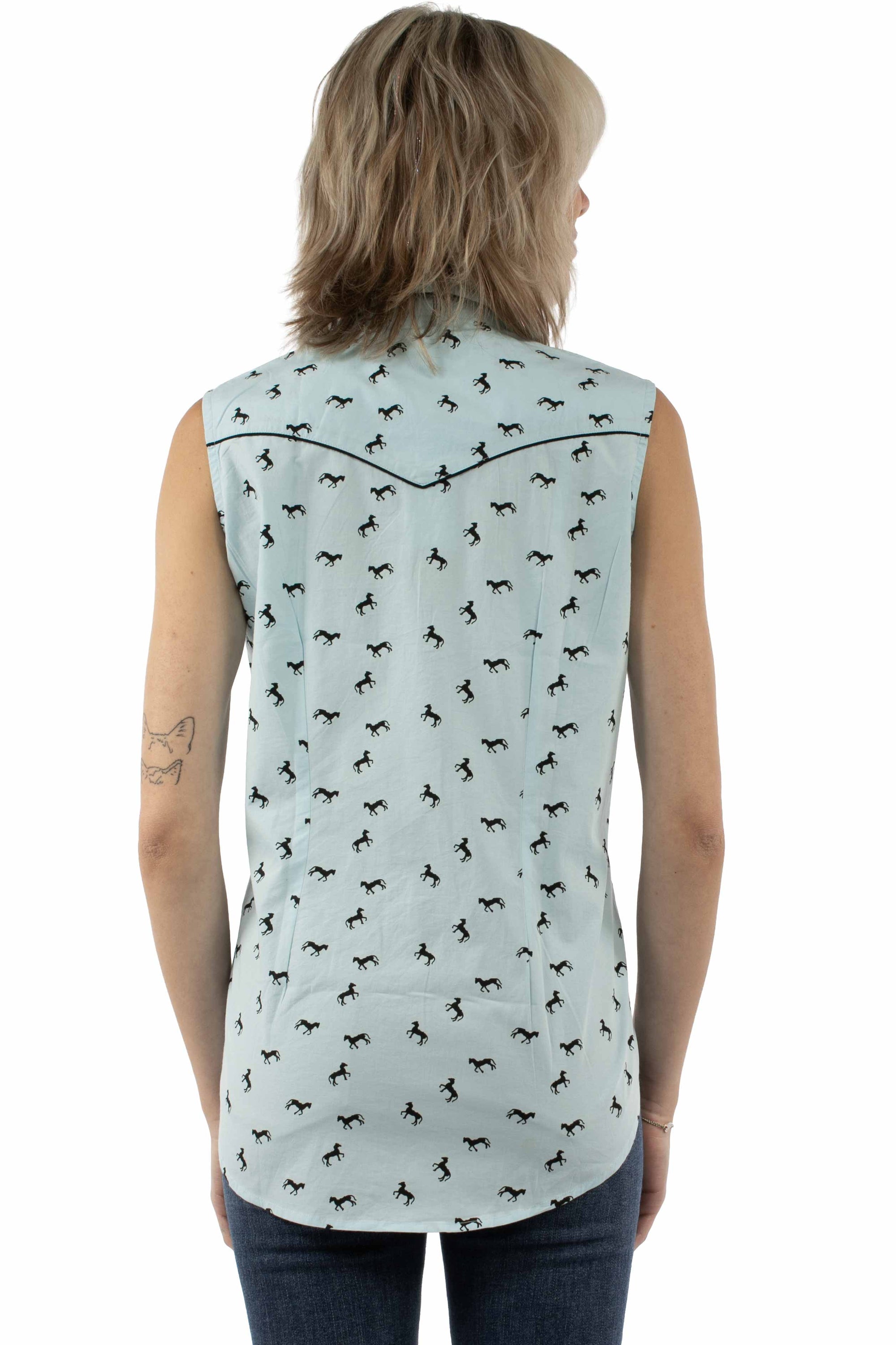Sleeveless Horse Print Top In Black