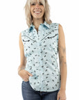 Sleeveless Horse Print Top In Black