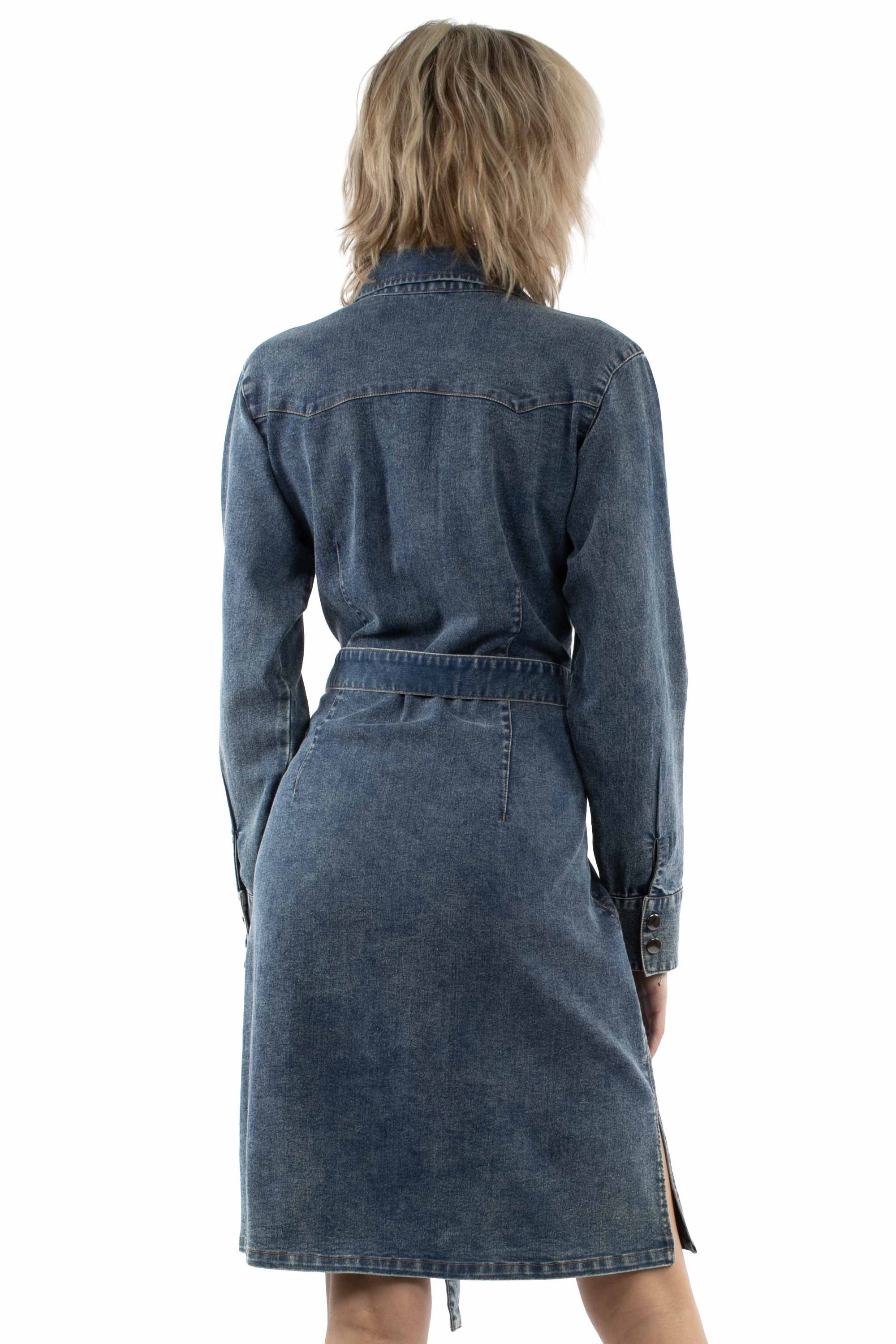 Heart Pocket Denim Dress - HC1011