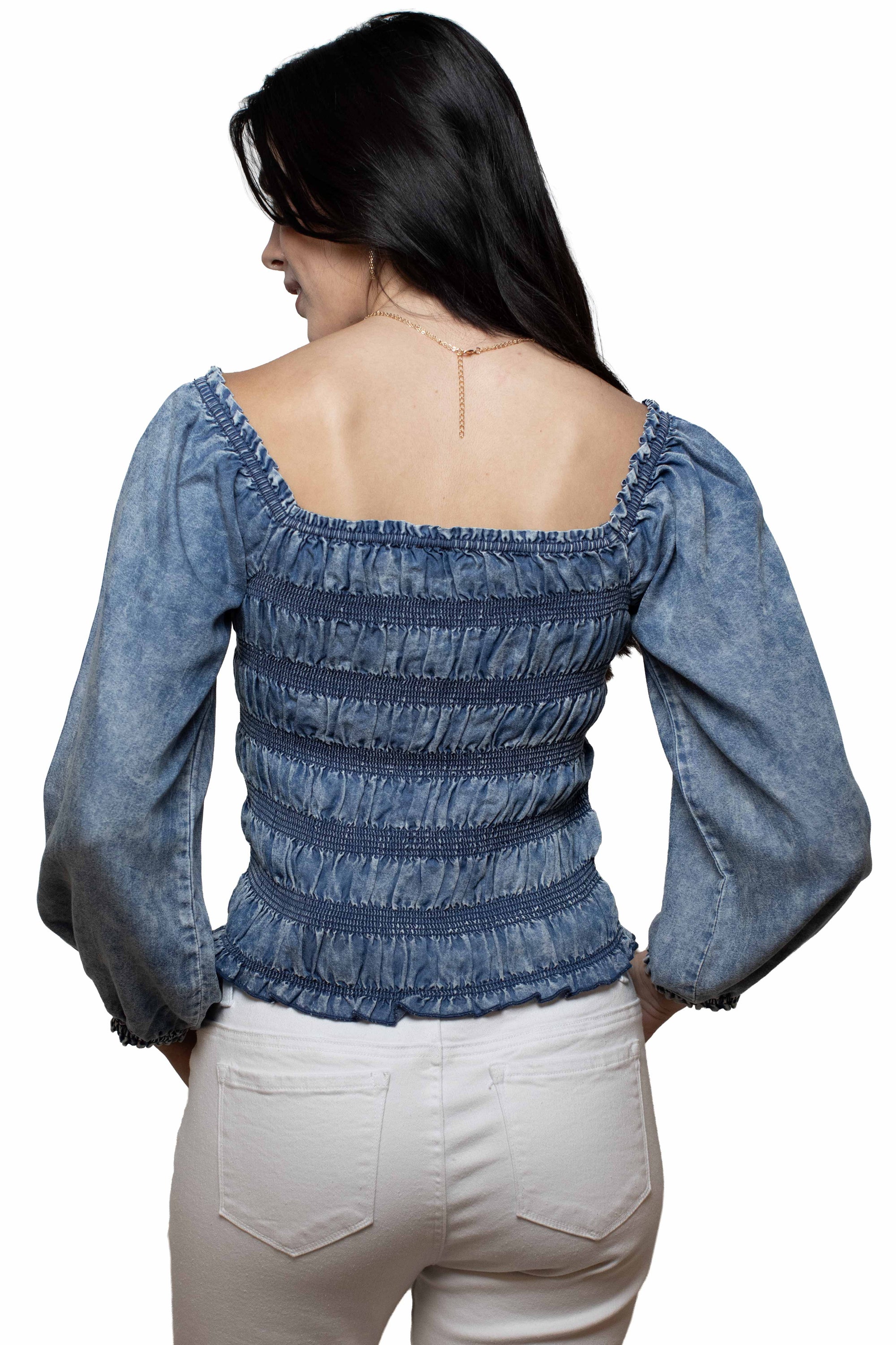 Smocked Square Neck Top - HC1023