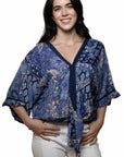 Rayon Paisley Print Tie Front Blouse - HC1042