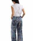 Tie Front Palazzo Pants Made From Rayon With Paisley Floral Print