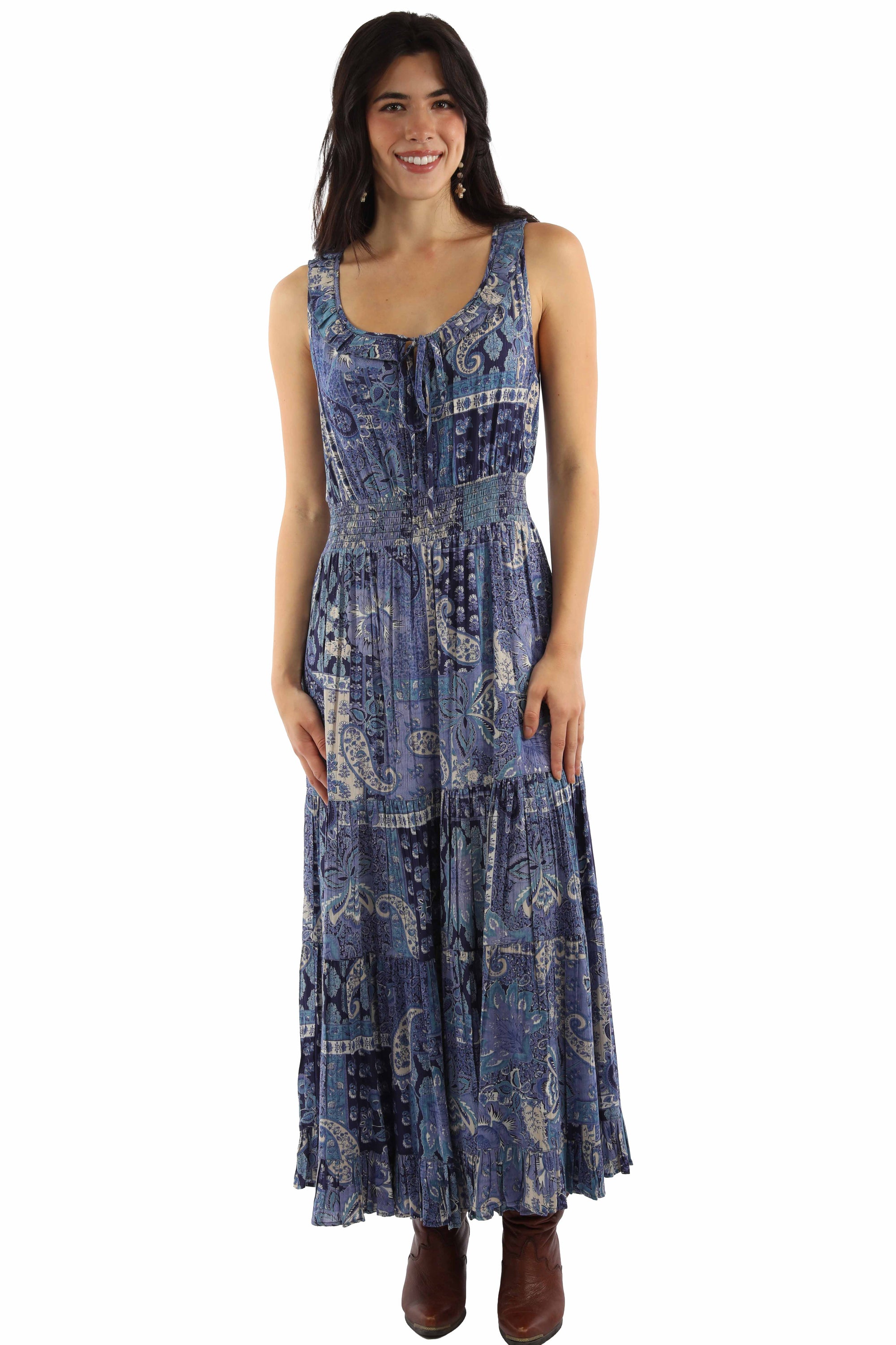 Paisley Floral Rayon Dress With Sleeves
