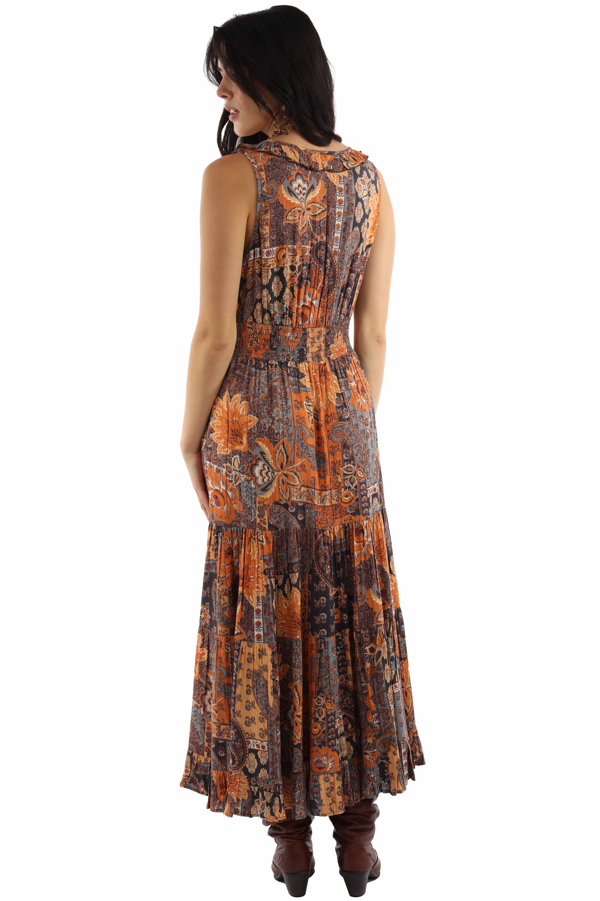 Paisley Floral Rayon Dress With Sleeves
