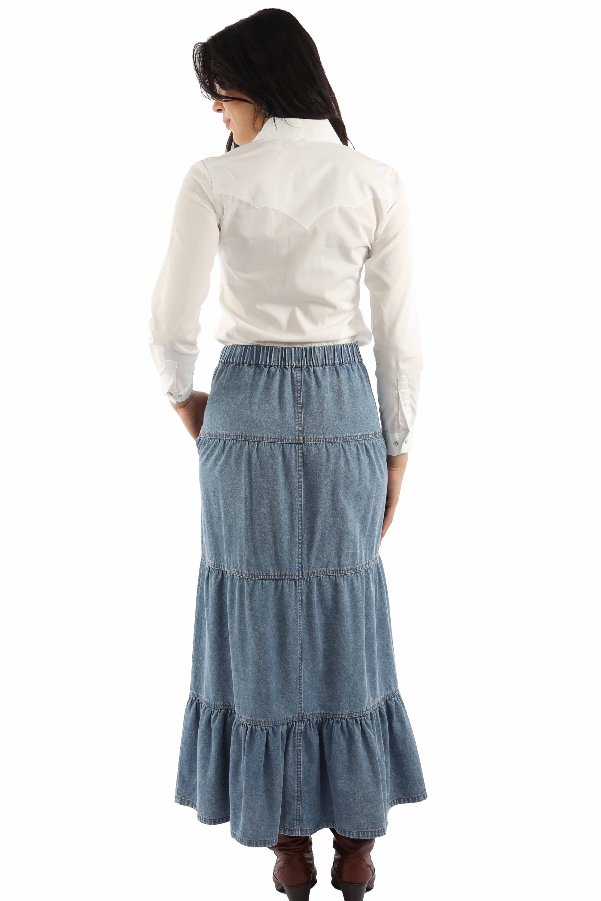 Scully Leather Denim Skirt