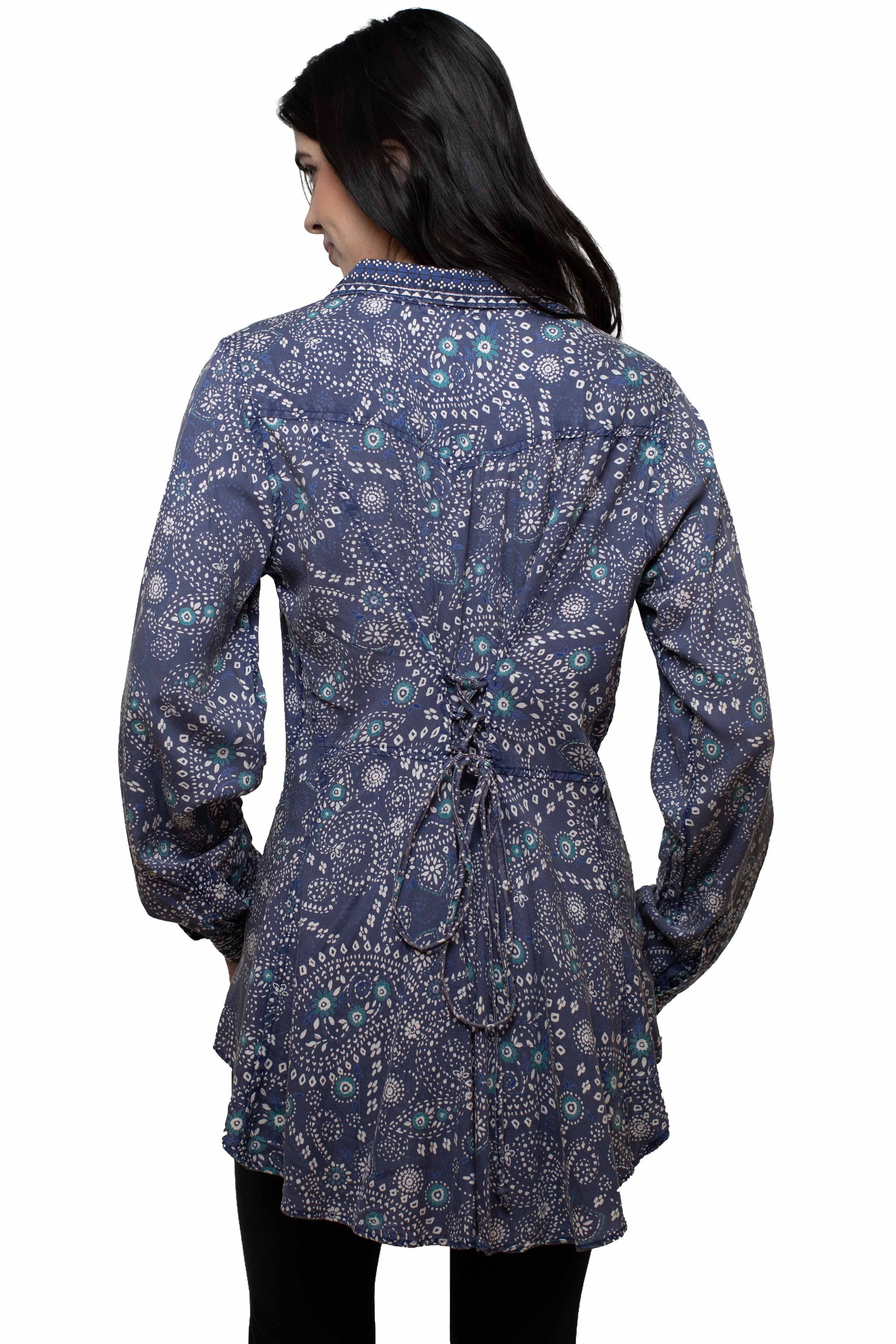 Printed Top W/lace Up Back - HC1054