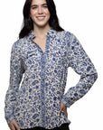 Printed Blouse W/lace Up Back - HC1056
