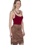 Microfiber Short Skirt W/fringe Emb. - HC252